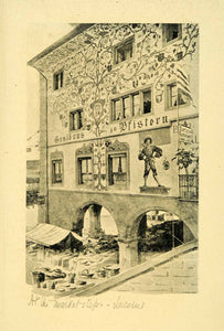 1904 Halftone Print Edith Rawnsley Market Steps Luzern Lucerne Switzerland XGI2