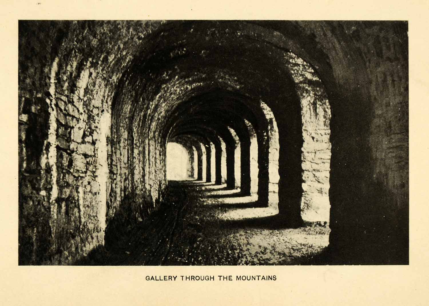 1902 Halftone Print Tunnel Gallery Archway Switzerland Alps Swiss XGI3