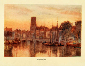 1906 Print Rotterdam Holland Netherlands Port Sailboat Grote Sint XGI6