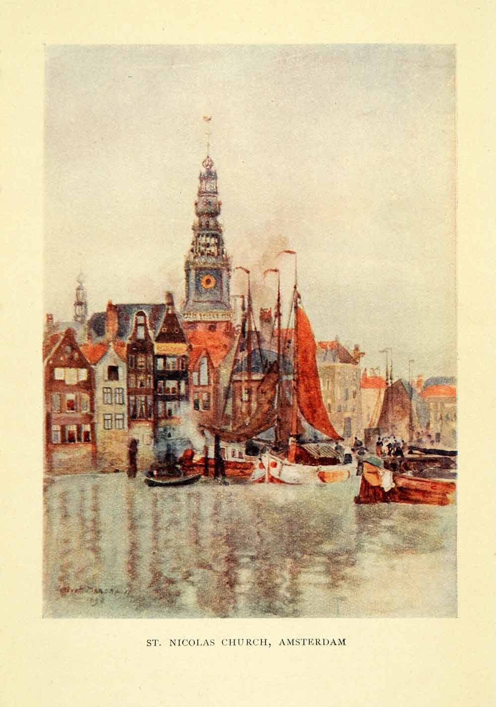 1906 Print Herbert Marshall St Nicholas Church Amsterdam Netherlands Dock XGI6