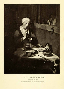 1906 Print Artist Nicholaes Maes Dutch Golden Age Old Woman Prayer Daily XGI6