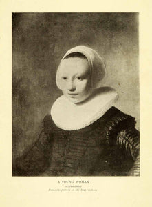 1906 Print Rembrandt Portrait Young Woman Dutch Golden Age Painter Costume XGI6