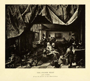 1906 Print Jan Steen Oyster Feast Genre Painter Dutch Golden Age Domestic XGI6