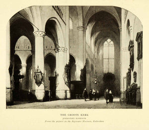 1906 Print Grote Kerk Dutch Johannes Bosboom Hague Church Interior XGI6