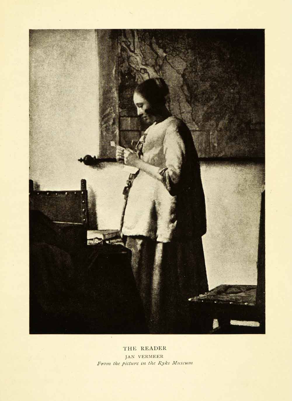 1906 Print Johannes Vermeer Genre Scene Pregnant Woman Read Letter Dutch XGI6