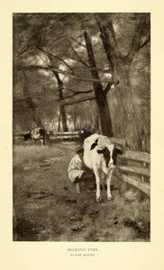 1906 Print Anton Mauve Milking Time Realist Hague Outdoor Scene Farm XGI6