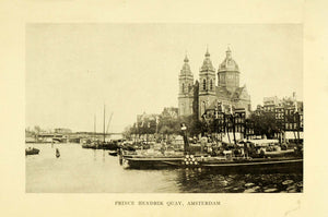 1913 Print Prince Hendrik Quay Amsterdam Netherlands St Nicholas Church XGI7