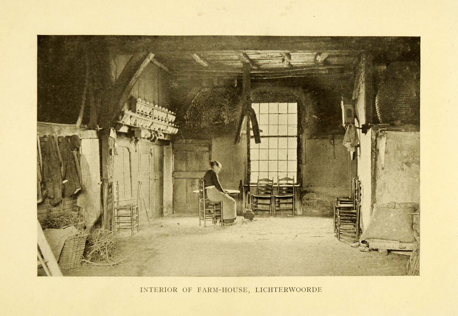 1913 Print Farmhouse Lichterwoorde Netherlands Lichtenvoorde Kitchen XGI7