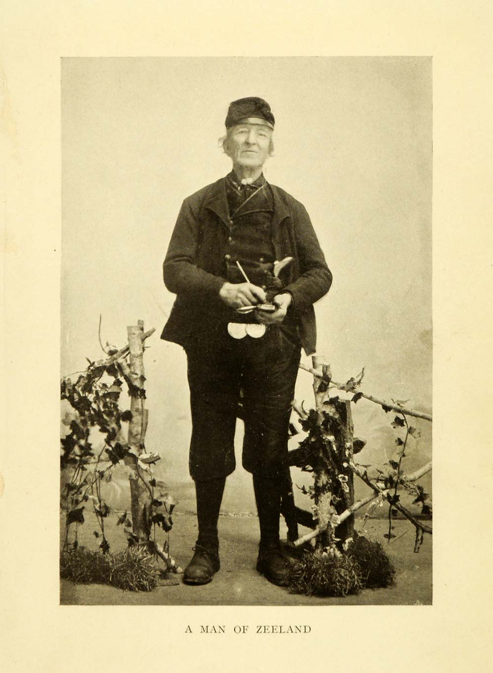1913 Print Man Portrait Zeeland Netherlands Dutch Fence - Main Image