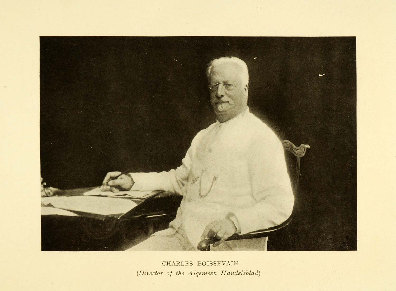 1913 Print Charles Boissevain Algemeen Handelsblad Portrait Desk Amsterdam XGI7