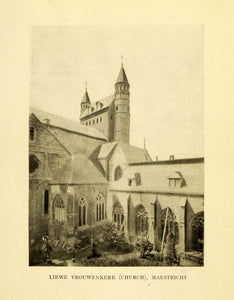 1913 Print Liewe Vrouwenkerk Church Maestricht Tower Netherlands Basilica XGI7
