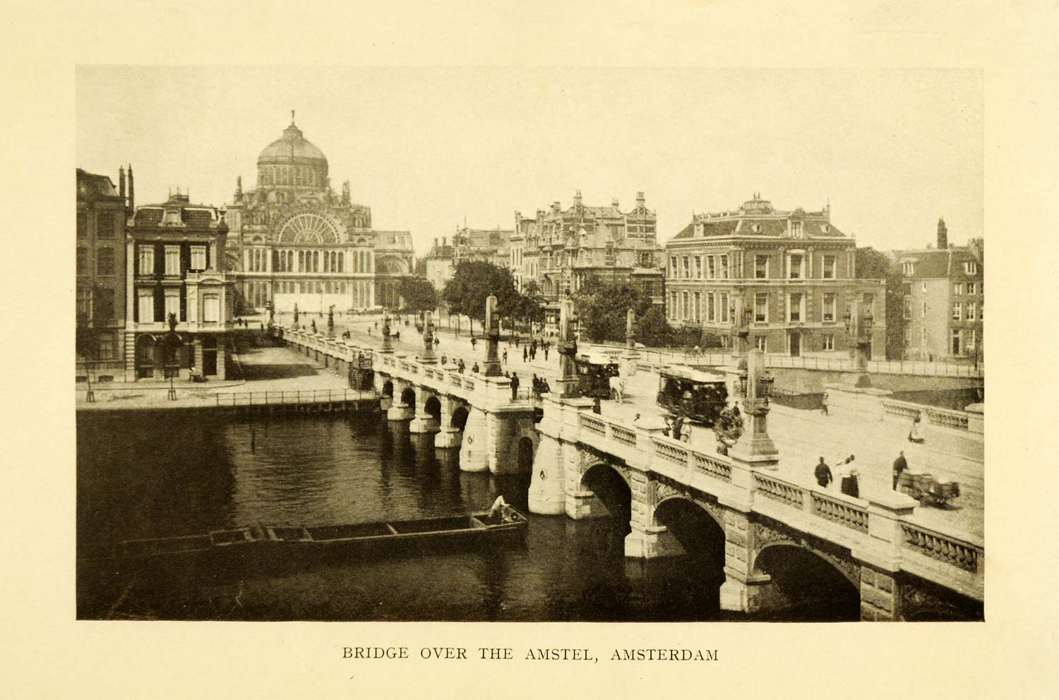 1913 Print Bridge Amstel River Amsterdam Holland Netherlands Architecture XGI7