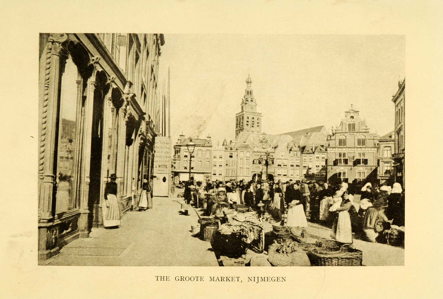 1913 Print Groote Market Nijmegen Holland Netherlands Square Vendor Basket XGI7