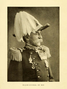 1913 Print Major General De Bas Uniform Portrait Dutch Netherlands Military XGI7