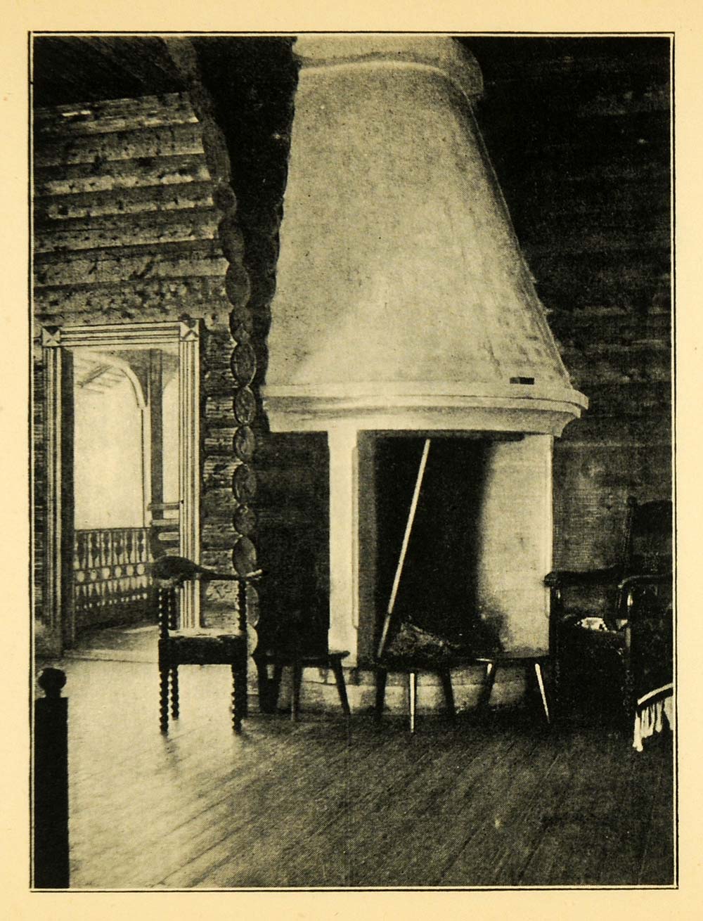 1902 Print Fireside Idyll Norway Norge Interior Wooden Home Timber XGI8
