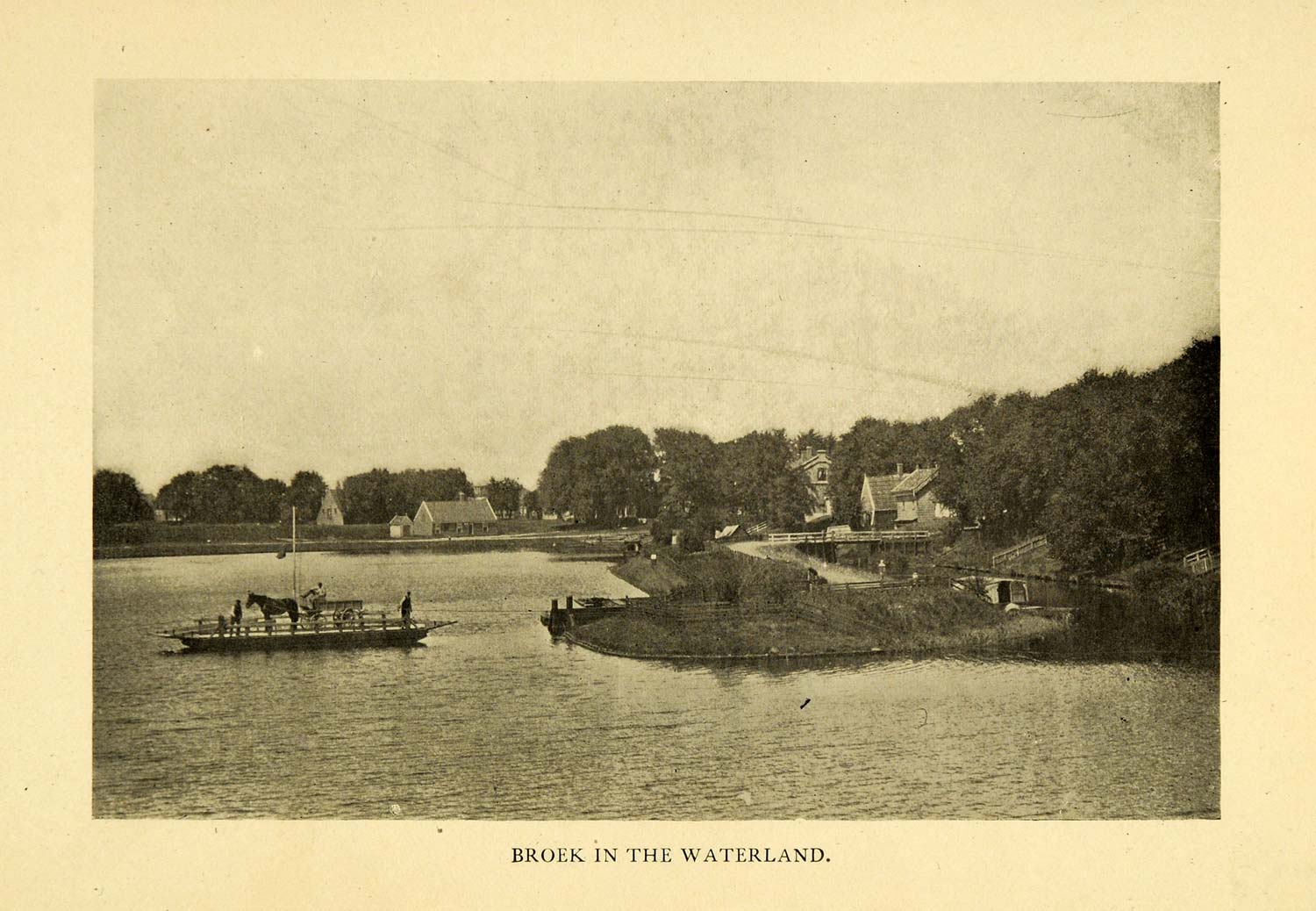 1906 Print Broek Waterland Ferry Horse Netherlands North Holland Landscape XGI9