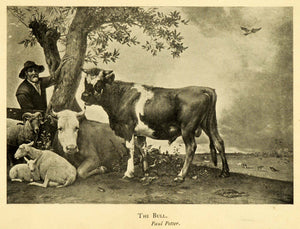 1906 Print Bull Paul Potter Farming Farmer Agriculture Sheep Ram Portrait XGI9
