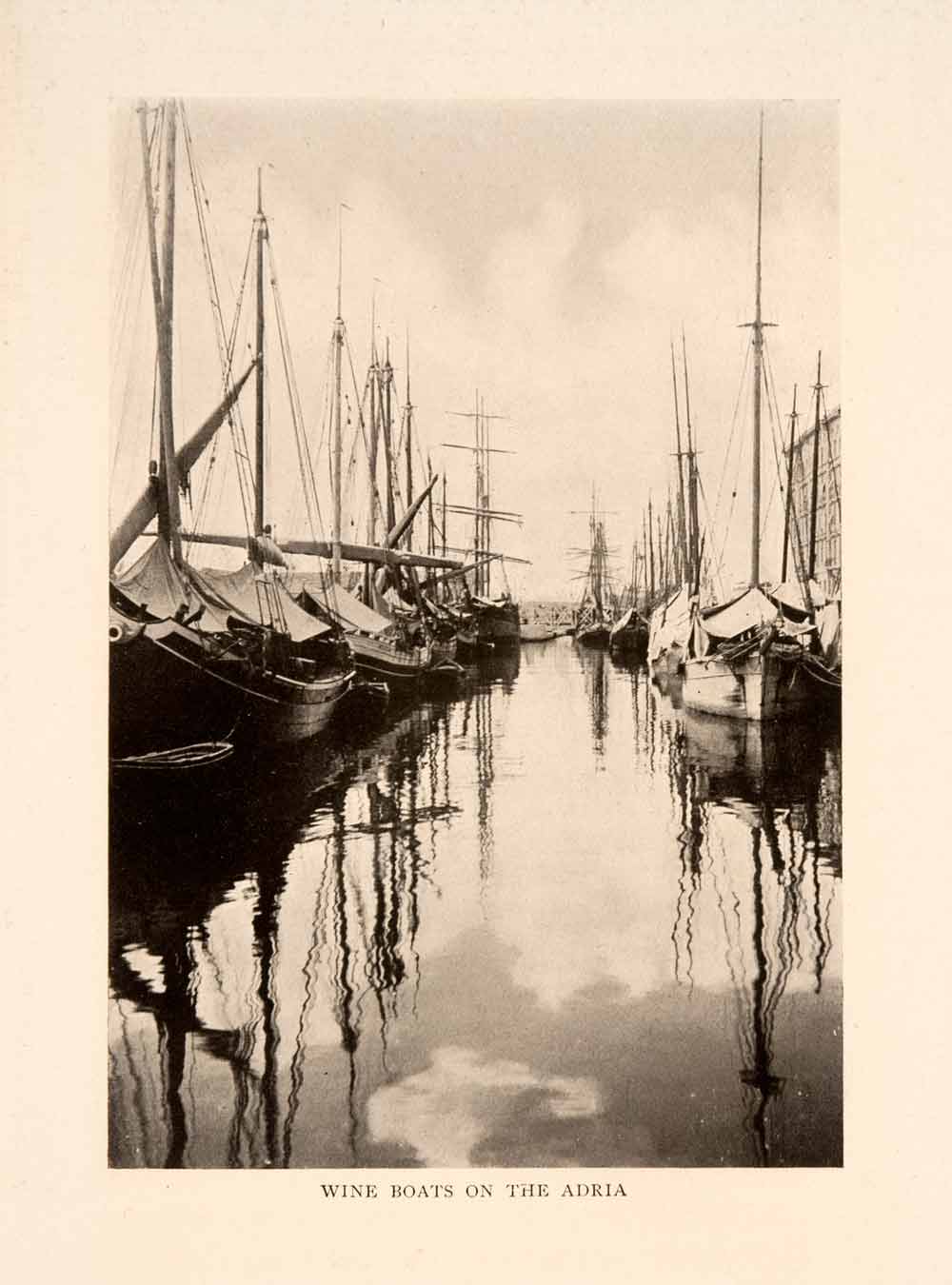 1908 Print Wine Boat Ship Harbor Adria Adriatic Sea Sailing Italy XGIA1