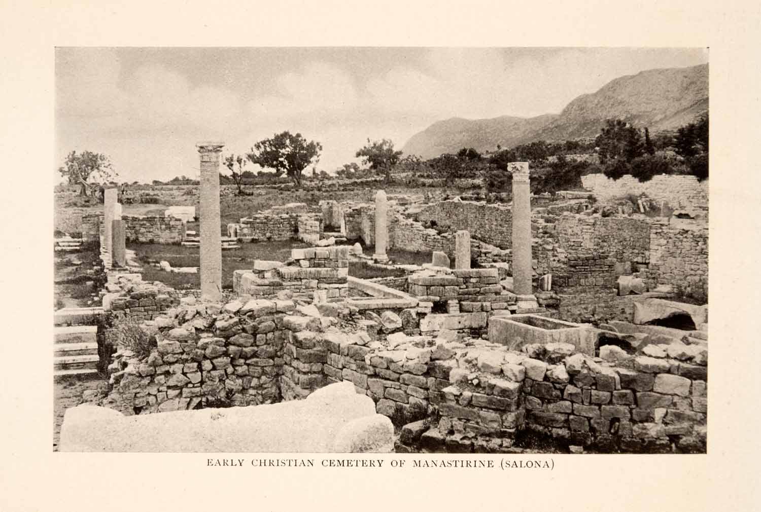 1908 Print Cemetery Christian Salona Manastirine Column Necropolis Holbach XGIA1
