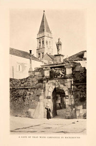 1908 Print Trau Campanila Bell Tower Croatia Holbach Church Sculpture XGIA1
