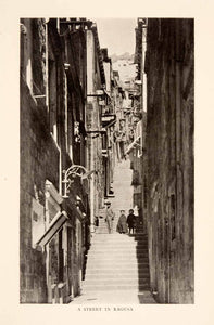 1908 Print Dubrovnik Ragusa Croatia Dalmatia Street Alley Holbach Balcony XGIA1