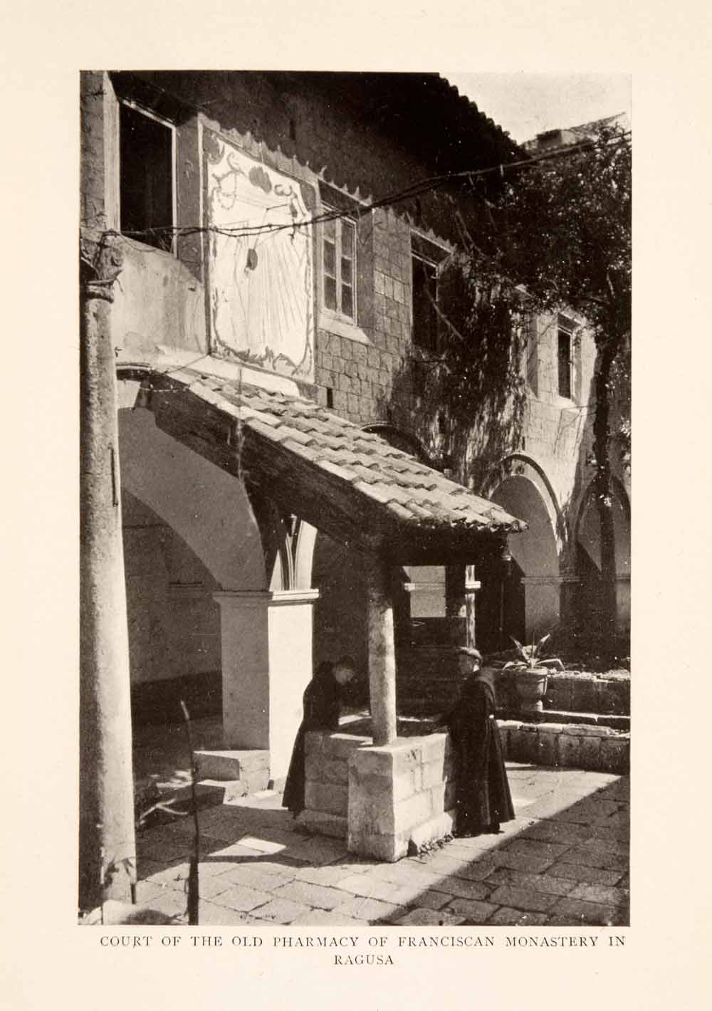 1908 Print Monastery Monks Pharmacy Court Franciscan Dubrovnik Croatia XGIA1