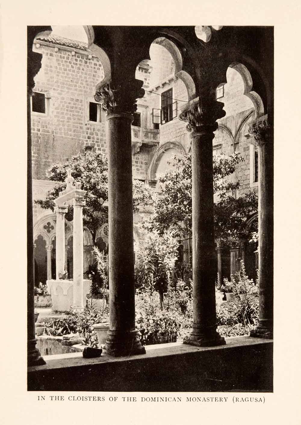 1908 Halftone Print Dominican Holbach Monastery Dubrovnick Croatia XGIA1