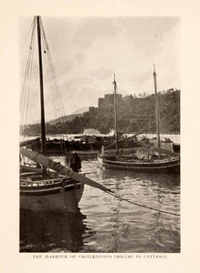 1908 Halftone Print Harbor Boat Herceg Novi Castelnuovo Montenegro XGIA1