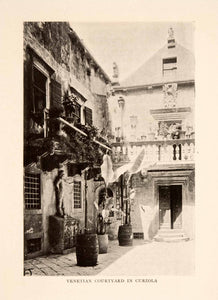 1908 Halftone Print Courtyard Venetian Curzola Korcula Island Adriatic XGIA1