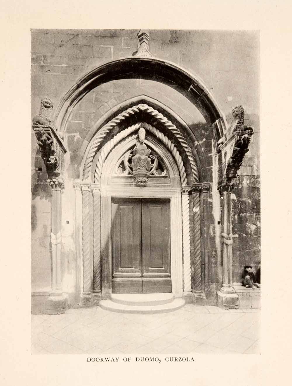 1908 Halftone Print Cathedral Duomo Korcula Curzola Croatia Door Sveti XGIA1