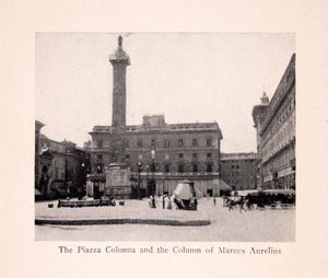 1912 Print Piazza Colonna Column Marcus Aurelius Italy Cityscape Fountain XGIA2