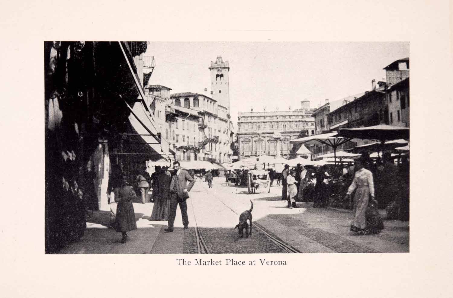 1912 Print Market Verona City Italy Culture Shopping Trading Street People XGIA2
