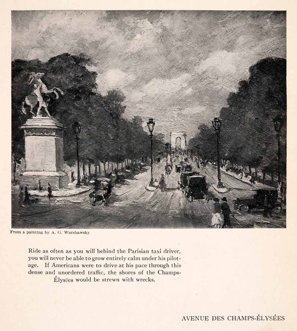 1925 Print Avenue Champs Elysee Abel George Warshawsky Arc Triomphe XGIA4