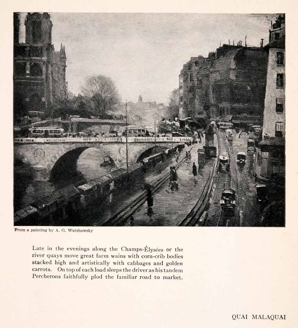 1925 Print Abel George Warshawsky Quai Malaquais Seine Street Scene XGIA4