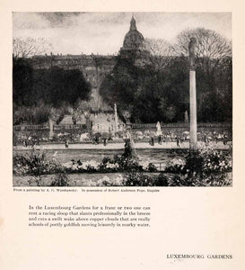 1925 Print Luxembourg Gardens Abel George Warshawsky Pantheon Jardin XGIA4