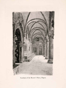 1907 Print Ernest Peixotto Vestibule Rector's Palace Ragusa Dubrovnik XGIA5