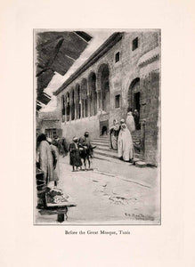 1907 Print Ernest Peixotto Great Mosque Tunisia Arches Islamic XGIA5