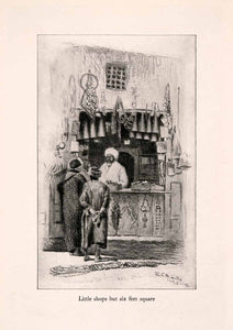 1907 Print Ernest Peixotto Little Shops Muslim Market Tunisia Barter Wares XGIA5