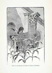 1891 Halftone Print Cloister Columns Saint Trophine Cathedral Arles France XGIA7