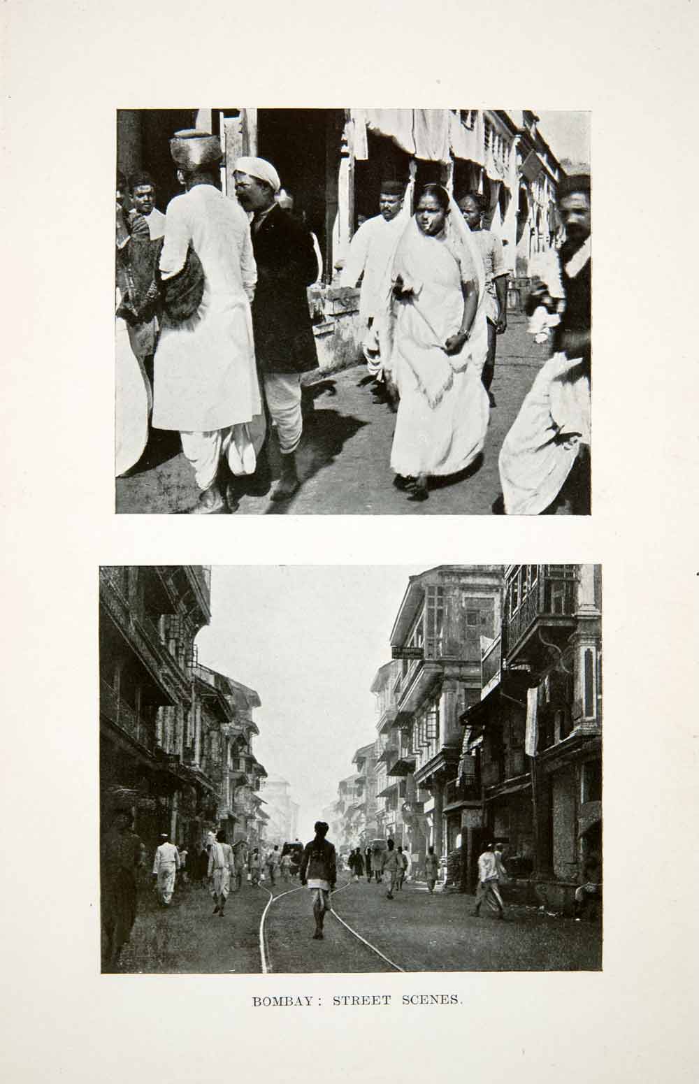 1907 Print Asia India Mumbai Bombay Maharashtra Sari Costume Dress Street XGIB1