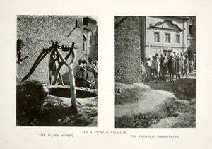 1907 Print Asia India Punjab Village Well Neighborhood Cityscape Residents XGIB1