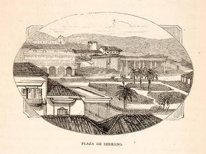 1871 Wood Engraving Plaza Serrano Trinidad Caribbean Military Hospital XGIB3