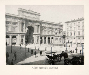1910 Print Piazza Vittorio Emanuele Florence Italy Arch Street Scene XGIB5