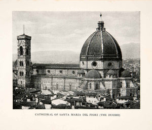 1910 Print Piazza Duomo Cathedral Giotto Campanile Florence Santa Maria XGIB5