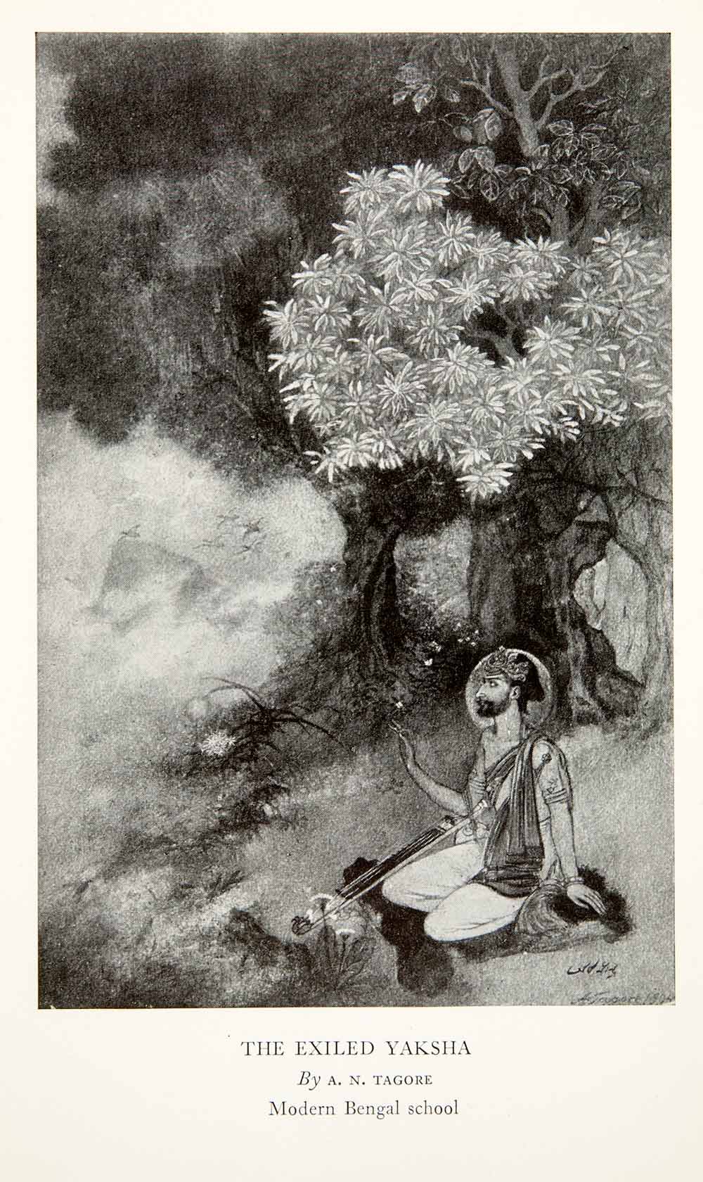 1938 Print Yaksha Tribe India Indigenous People Trees Tribesman Tagore XGIB6