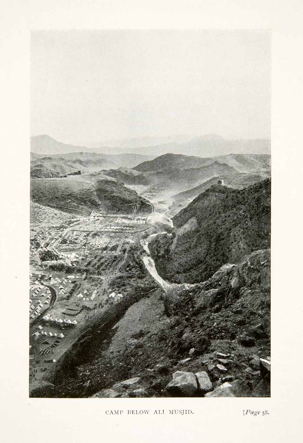 1900 Print Ali Musjid Khyber Pass Pakistan Landscape Birds Eye View XGIB8