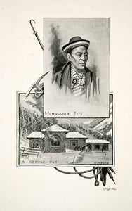 1900 Print Mongolian Man Portrait Cultural Costume Refugee Hut John XGIB8