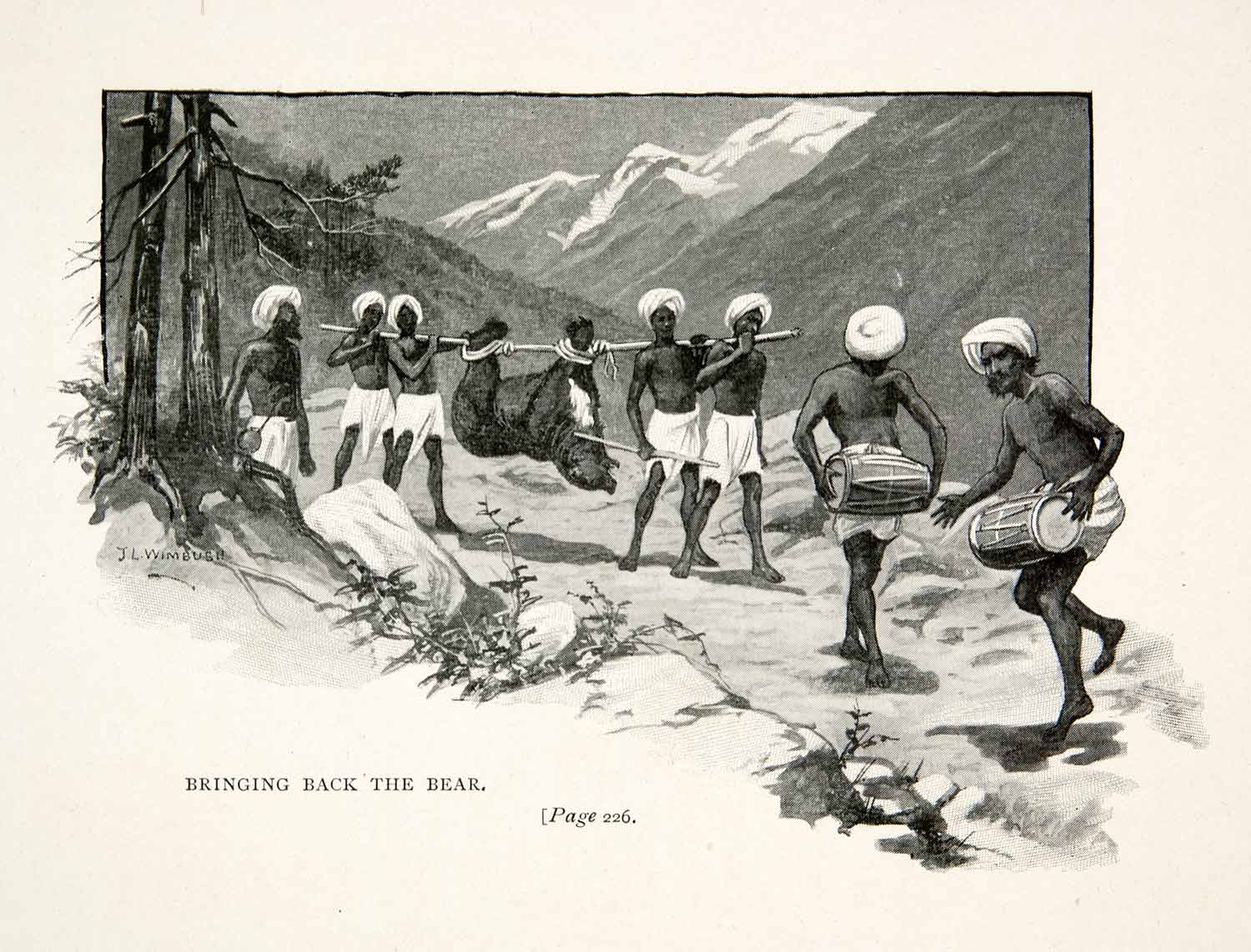 1900 Print Middle Eastern Natives Bear Killing Drums Celebration Wimbush XGIB8