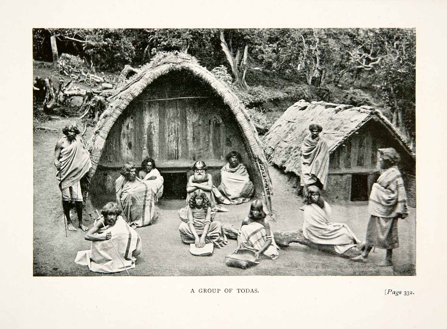 1900 Print Toda Indigenous Natives Thatched Roof Houses Nilgiri Hills XGIB8