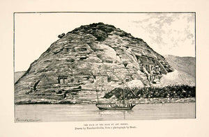 1897 Print Face Rock Abu Simbel Nubia Egypt Nubian Mountains Pharaoh XGIC1